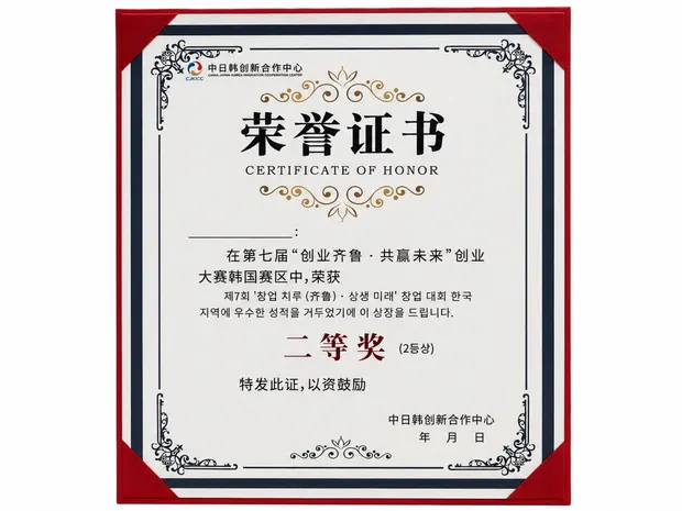 “创业齐鲁·共赢未来”韩国赛区二等奖